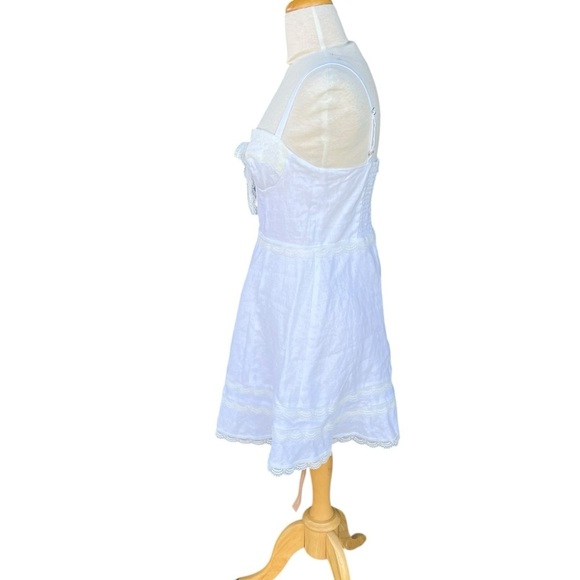 Reformation Arya White Linen Mini Dress Lace Accents Adjustable Straps Sz 6 NWOT - Picture 3 of 15